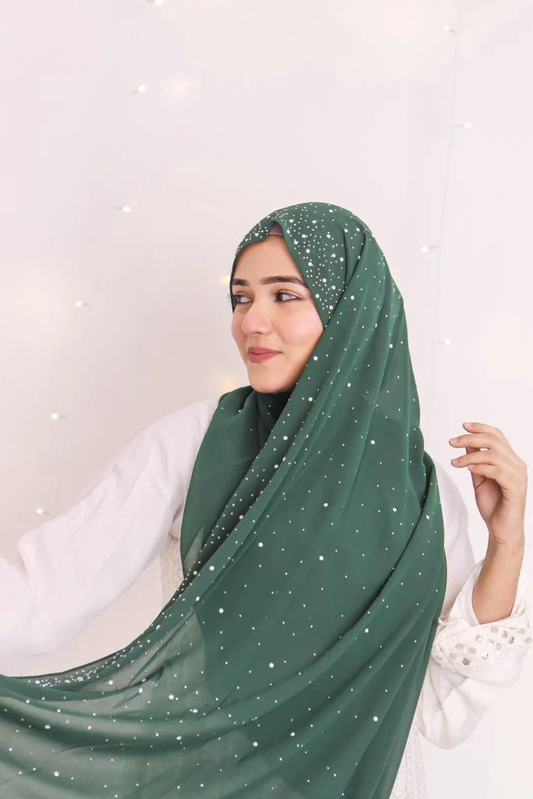 GEORGETTE RHINESTONE HIJAB FOR WOMEN 180 CM BY 80 CM
