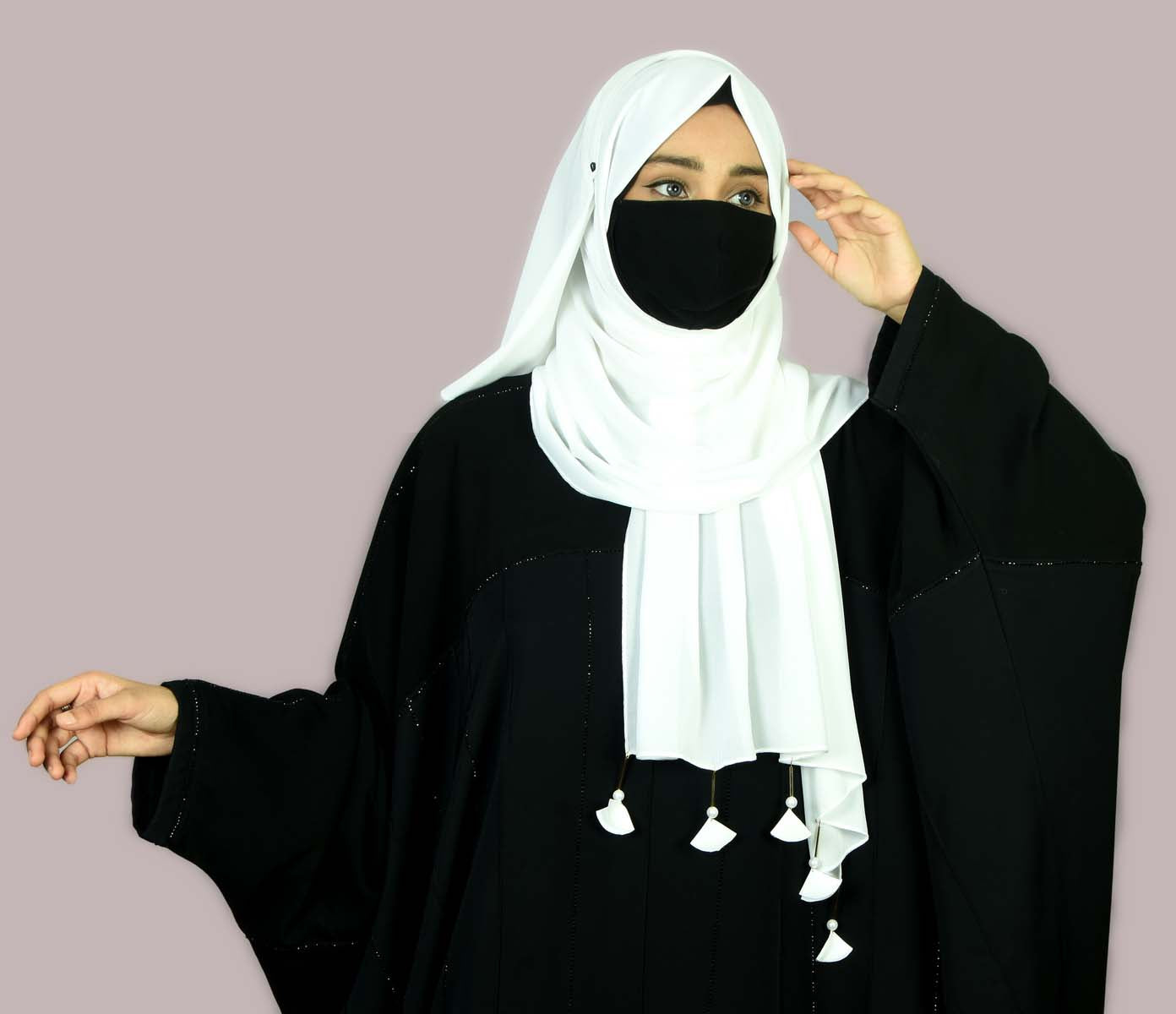 PREMIUM MALAYSIAN GEORGETTE HEART PEARL LATKAN HIJAB FOR WOMEN 180 CM BY 80 CM