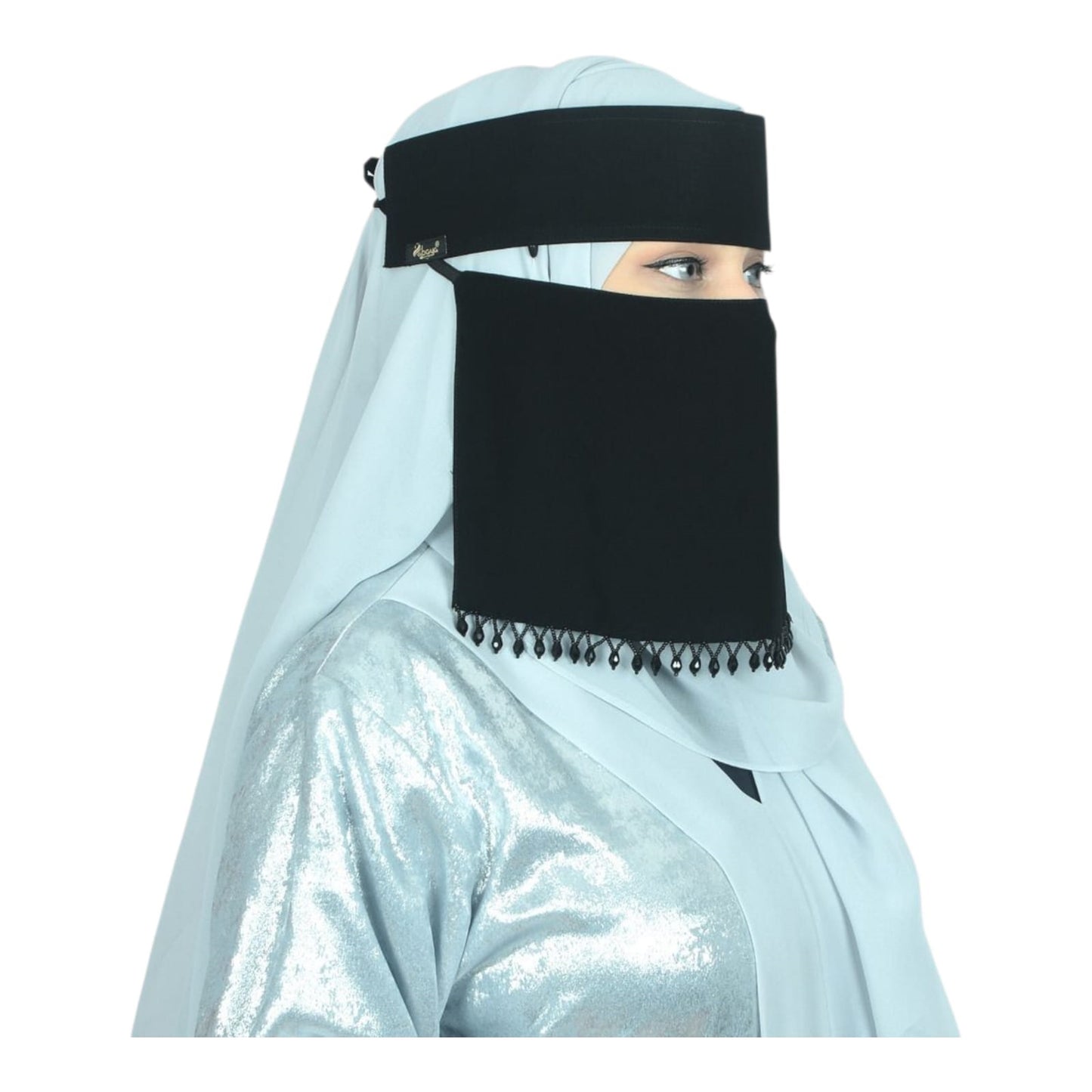 Premium Firdaus / Bab-e-Salam Fabric Nosepiece Niqab/NIQAAB – Elegant Islamic Face Covering for Women