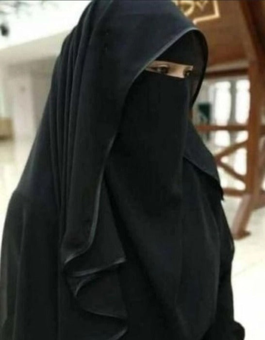 Saudi Arabian Niqab for Women – Malaysian Georgette Fabric Naqaab with Piping Nosepiece | Hijab Dupatta Style, Full Face Veil
