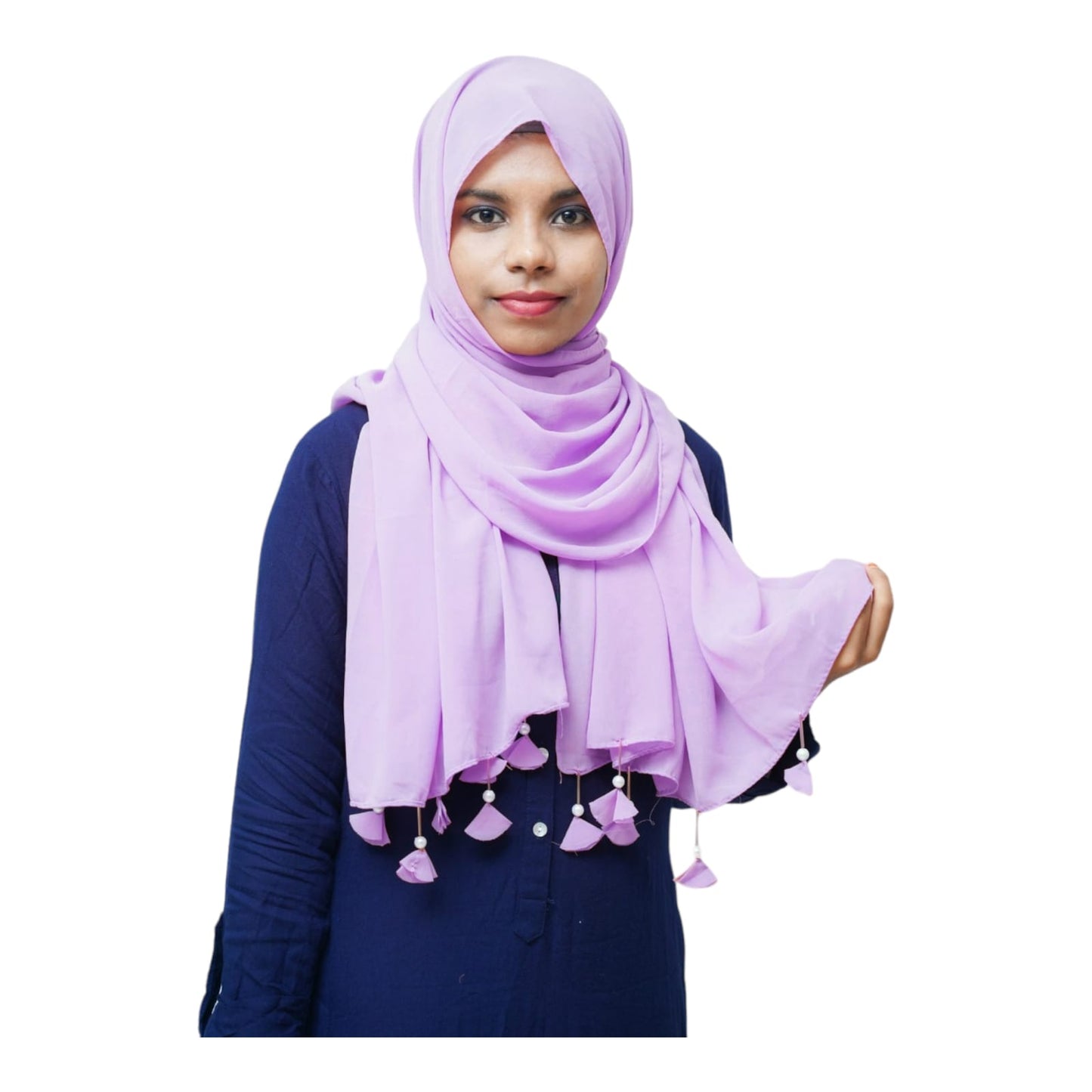 PREMIUM MALAYSIAN GEORGETTE HEART PEARL LATKAN HIJAB FOR WOMEN 180 CM BY 80 CM