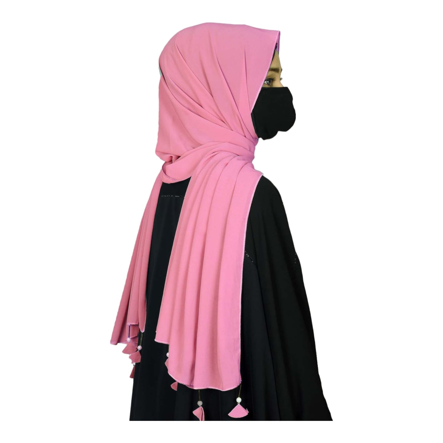 PREMIUM MALAYSIAN GEORGETTE HEART PEARL LATKAN HIJAB FOR WOMEN 180 CM BY 80 CM