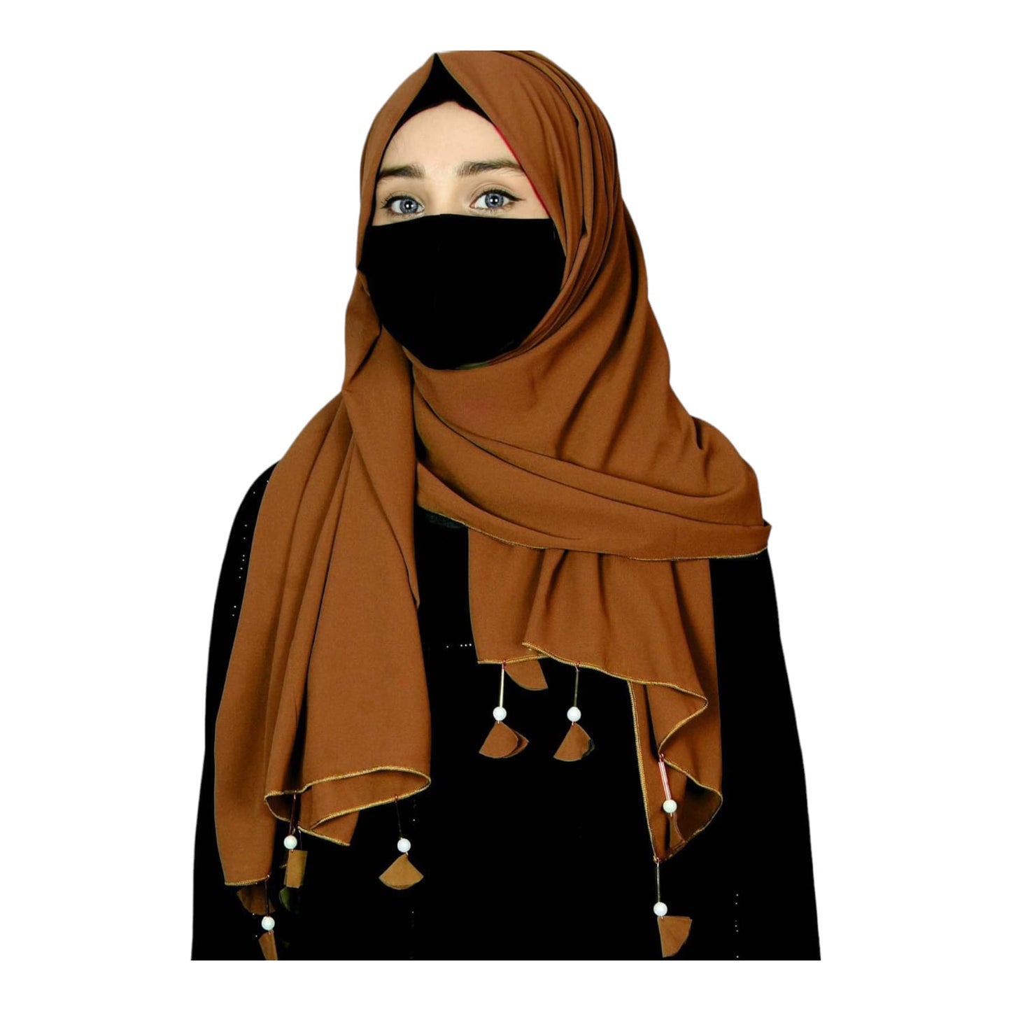 PREMIUM MALAYSIAN GEORGETTE HEART PEARL LATKAN HIJAB FOR WOMEN 180 CM BY 80 CM
