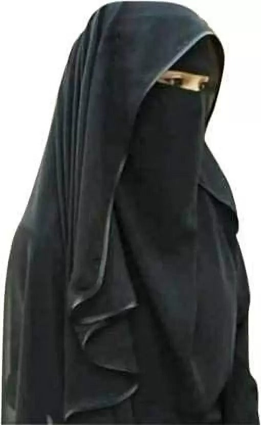Saudi Arabian Niqab for Women – Malaysian Georgette Fabric Naqaab with Piping Nosepiece | Hijab Dupatta Style, Full Face Veil