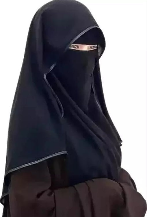 Saudi Arabian Niqab for Women – Malaysian Georgette Fabric Naqaab with Piping Nosepiece | Hijab Dupatta Style, Full Face Veil