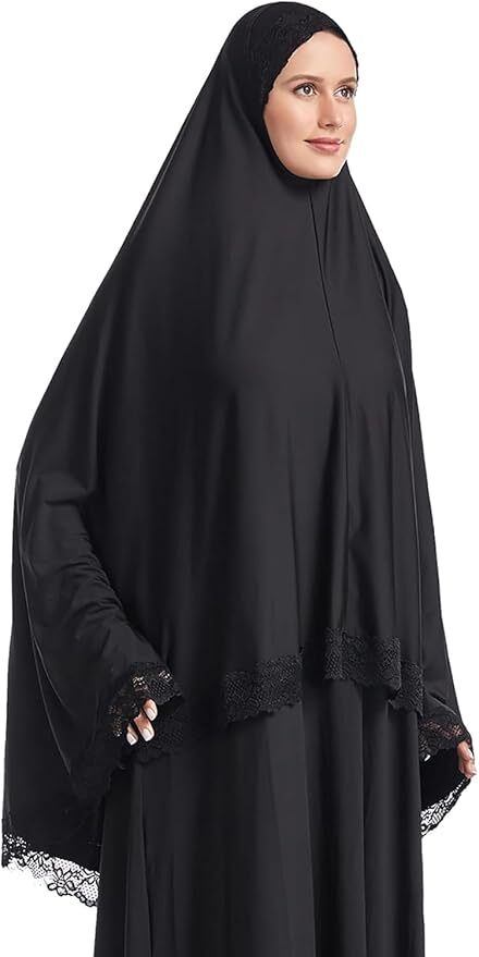 Rumali Hijab Naqaab for Women – Crystal Lycra Fabric with Elegant Lace Border | Abaya Style Veil