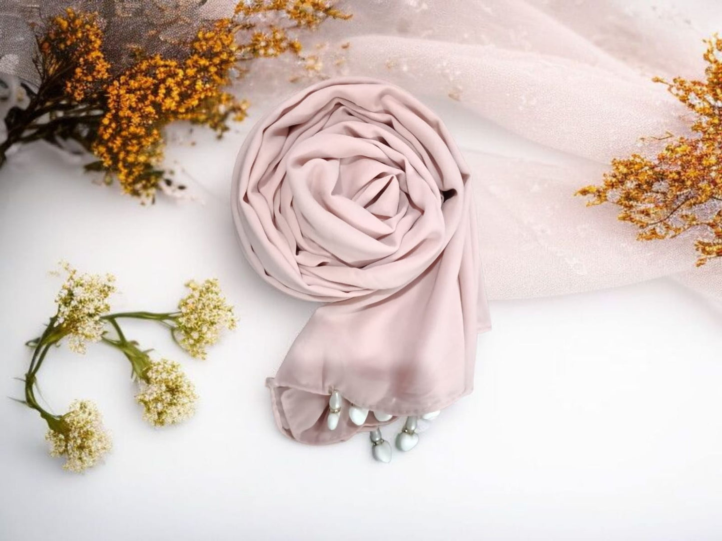 Heart Moti Latkan Hijab | Malaysian Diamond Georgette | 170 cm x 70 cm | Elegant Party & Daily Wear Hijab