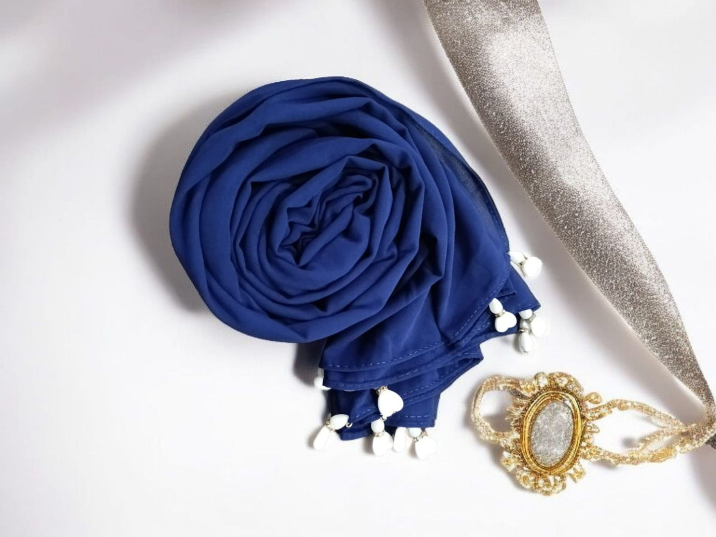 Heart Moti Latkan Hijab | Malaysian Diamond Georgette | 170 cm x 70 cm | Elegant Party & Daily Wear Hijab