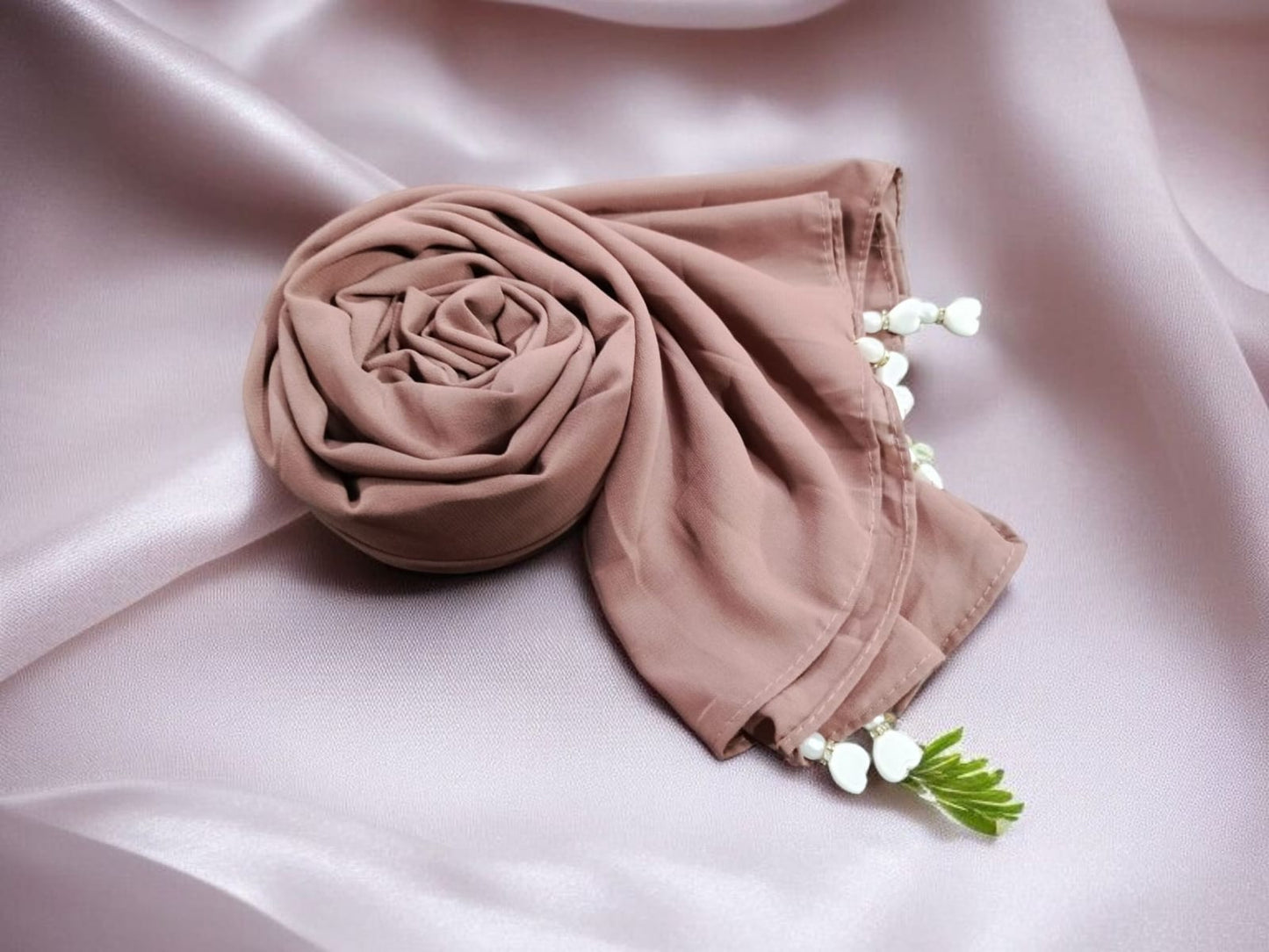 Heart Moti Latkan Hijab | Malaysian Diamond Georgette | 170 cm x 70 cm | Elegant Party & Daily Wear Hijab