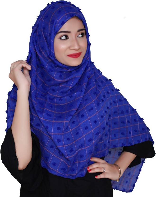 FLOWER EMBELLISHED POM POM COTTON HIJAB SCARF 80 CM BY 180 CM