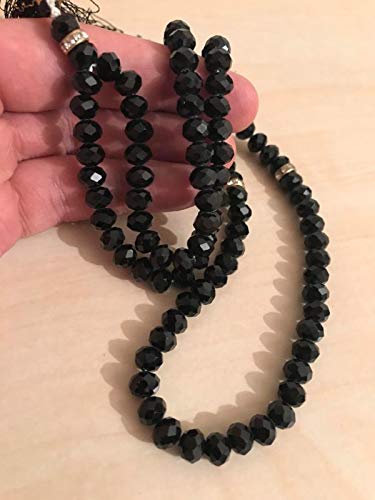 BLACK CRYSTAL SHINE TASBEEH/TASBIH/MISBAHA/DIKR TASBIH CRYSTAL TASBEEH