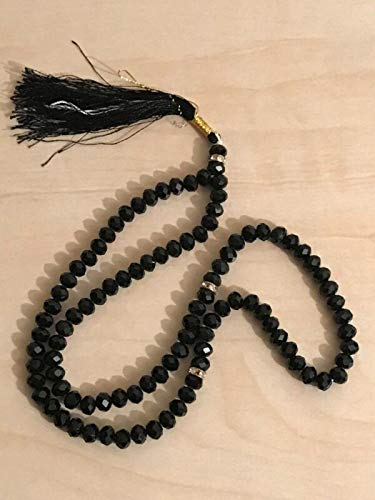 BLACK CRYSTAL SHINE TASBEEH/TASBIH/MISBAHA/DIKR TASBIH CRYSTAL TASBEEH