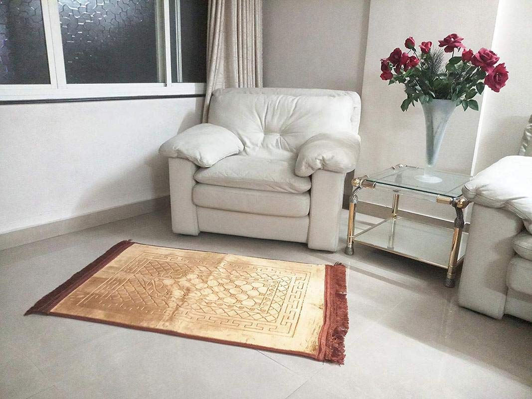 Janamaz Momin Bazaar High Quality Islamic Muslim Janamaz Musallah Prayer Mat Rug JUMBO VELVET GOLD
