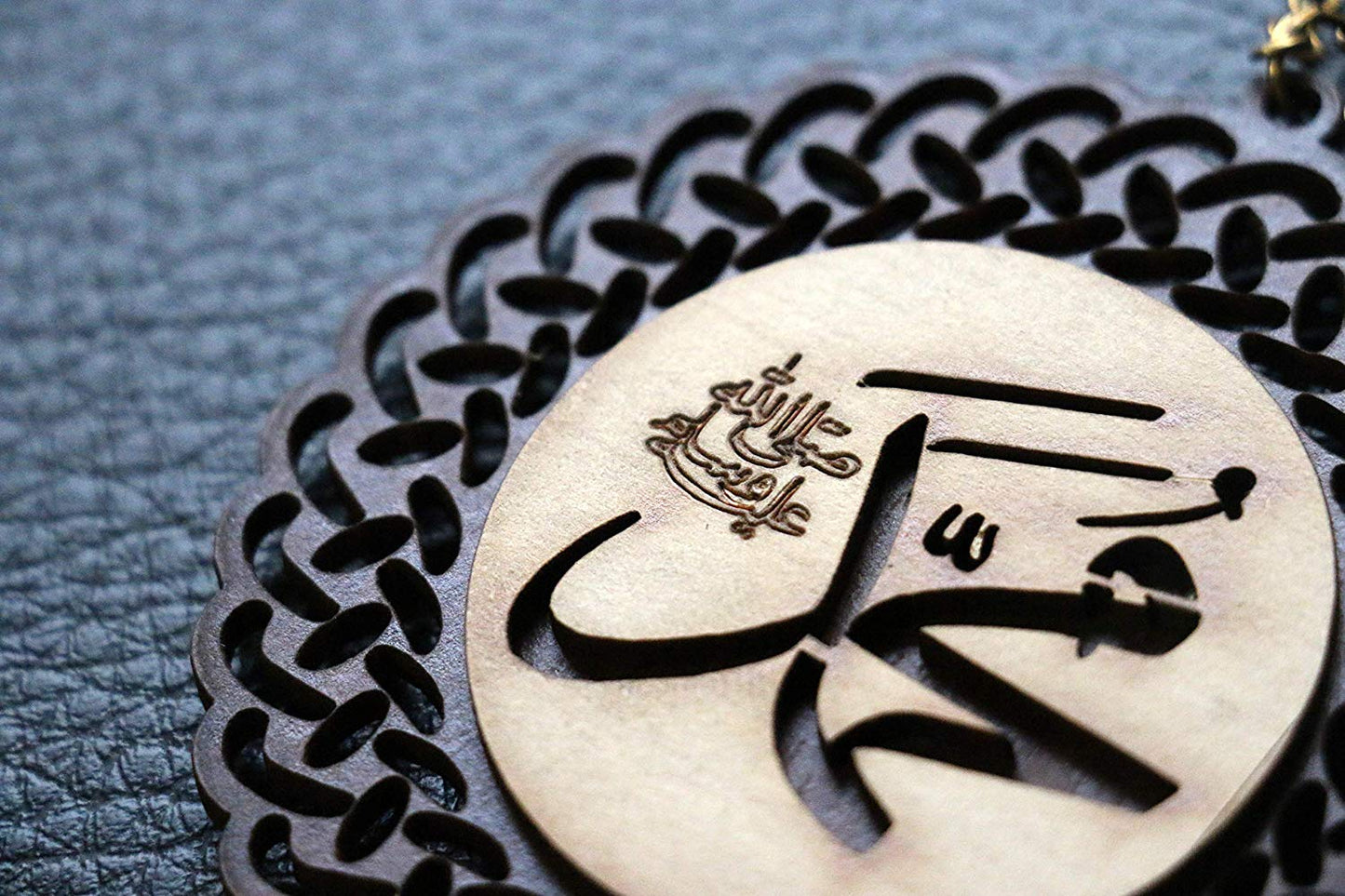 Islamic Wooden Round CAR Hanging Decor "Allah m Mohammad" Car hanging