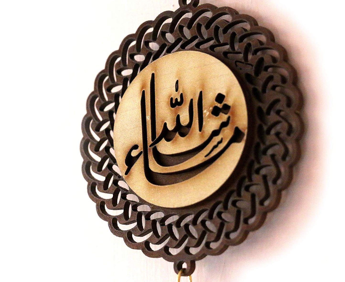 Islamic Wooden Round CAR Hanging Decor "MASHAALLAH SAFAR KI DUA"