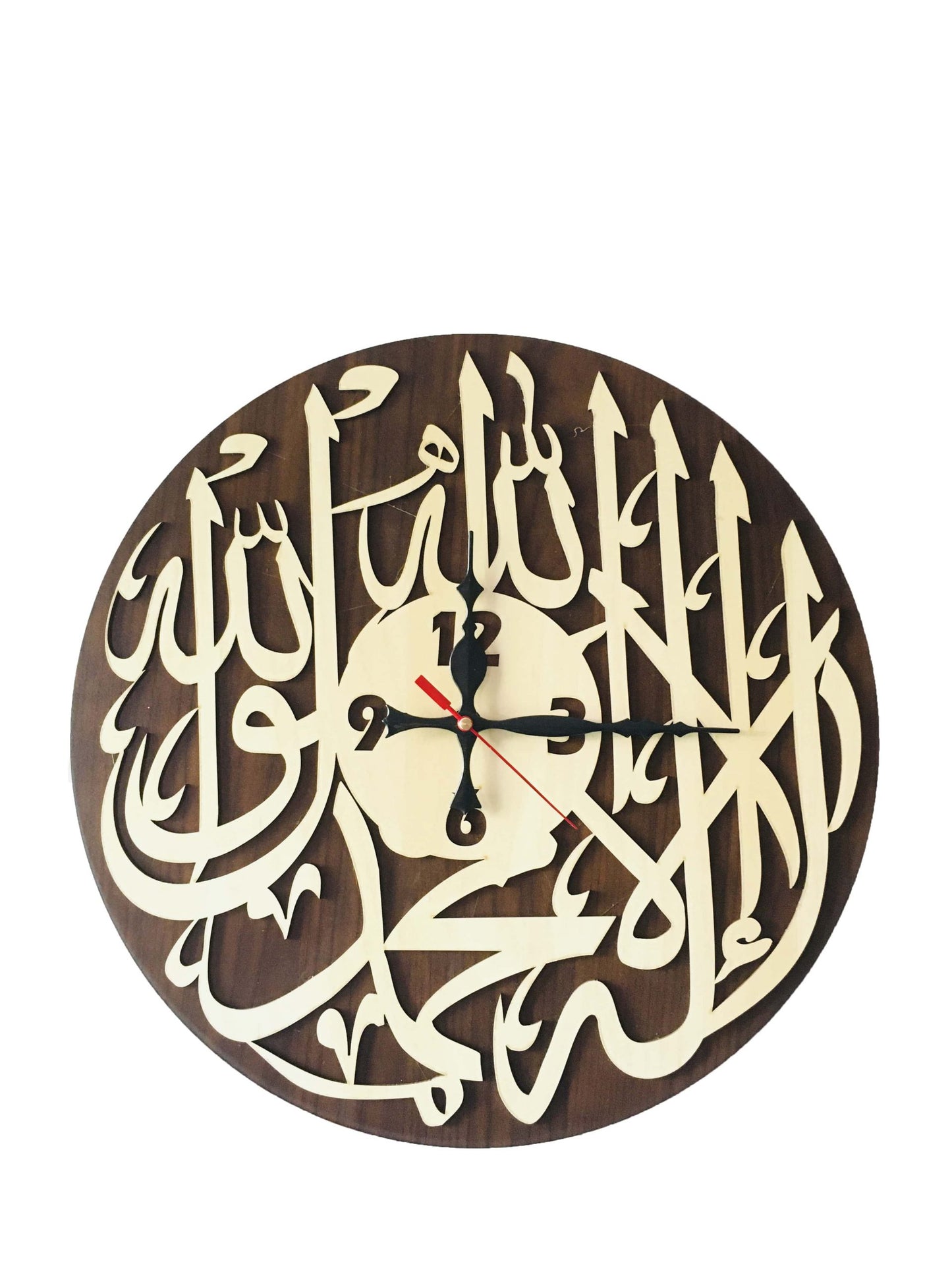 MOMIN BAZAAR™ Home DÉCOR SHAHDAH Wall Clock “Ashadu an la ilaha illa illa-ilah, wa ashadu anna muhammadan rasul ullah.”