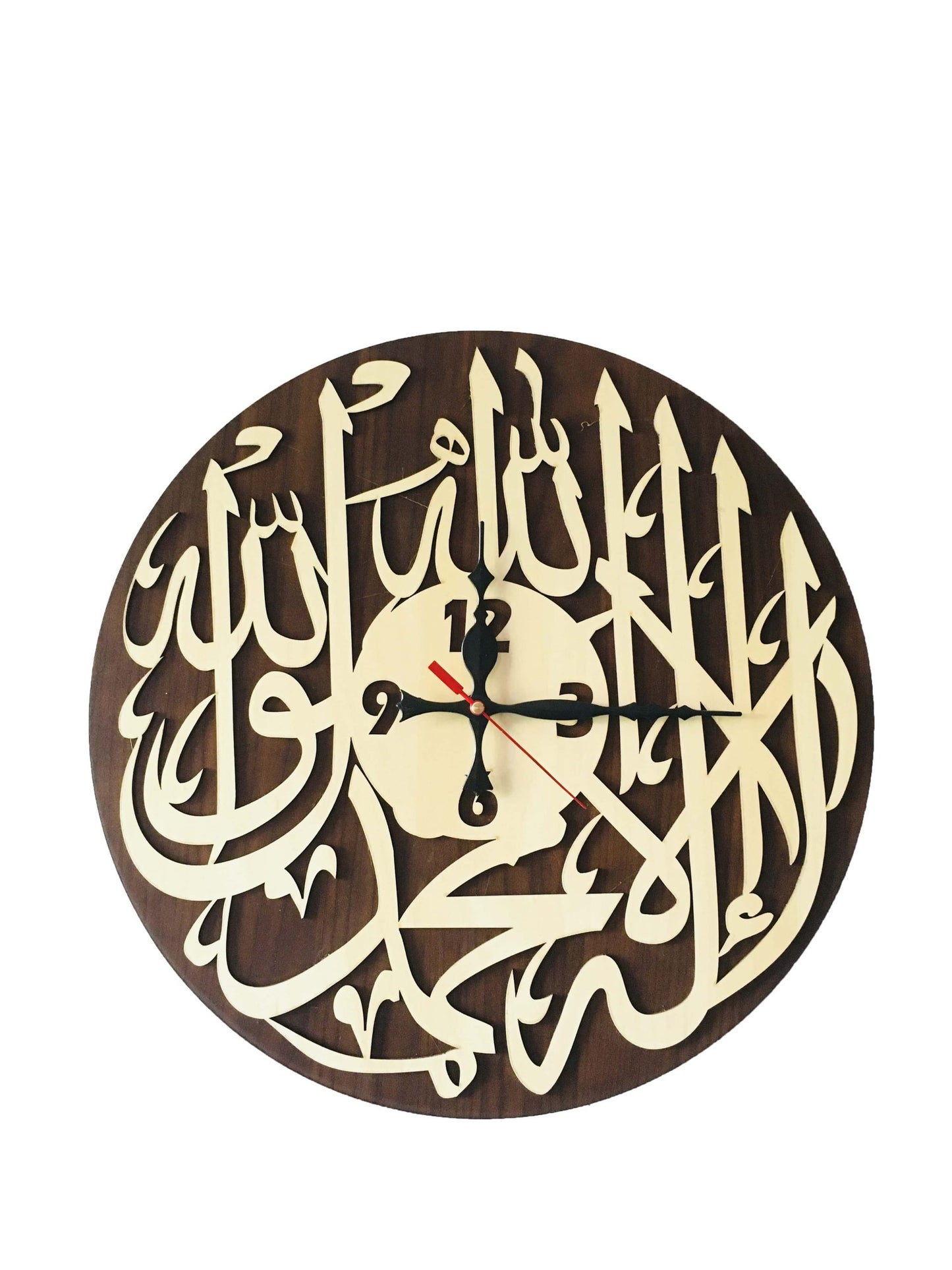MOMIN BAZAAR™ Home DÉCOR SHAHDAH Wall Clock “Ashadu an la ilaha illa illa-ilah, wa ashadu anna muhammadan rasul ullah.”