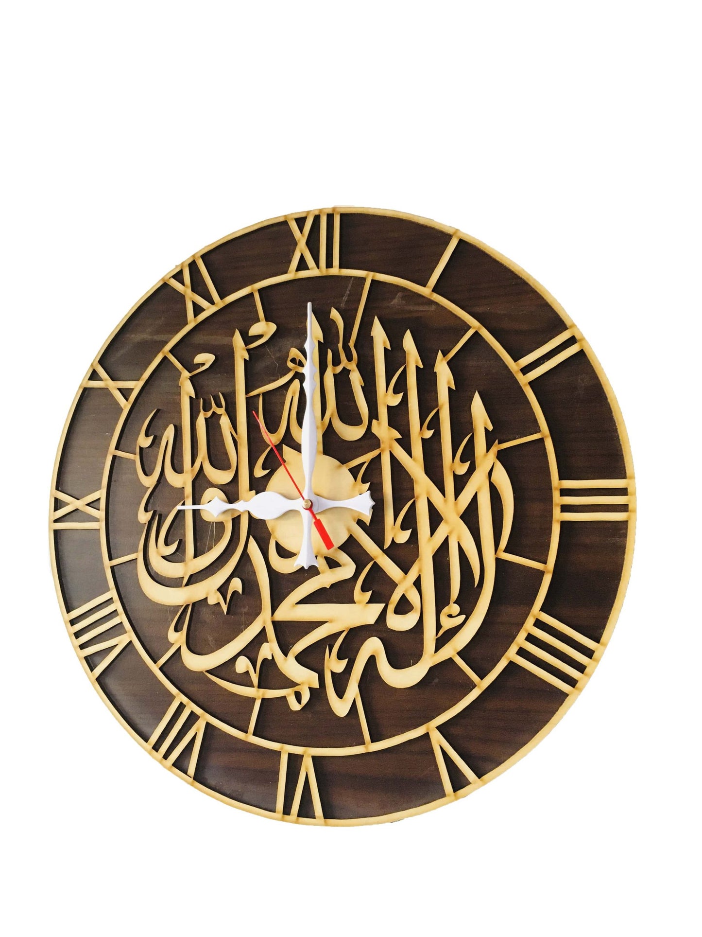 MOMIN BAZAAR™ Home DÉCOR SHAHDAH Wall Clock “Ashadu an la ilaha illa illa-ilah, wa ashadu anna muhammadan rasul ullah.”