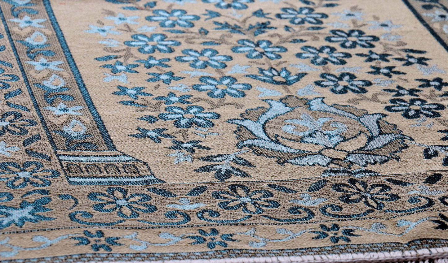 MOMIN BAZAAR Cotton Islamic Muslim Janamaz Musallah Prayer Mat Rug (Cyan Mecca)