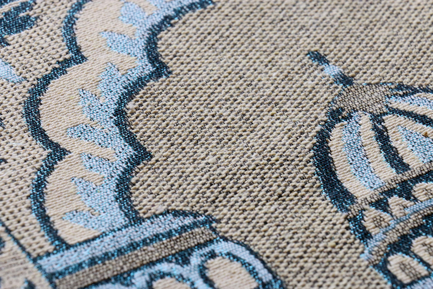 MOMIN BAZAAR Cotton Islamic Muslim Janamaz Musallah Prayer Mat Rug (Cyan Mecca)