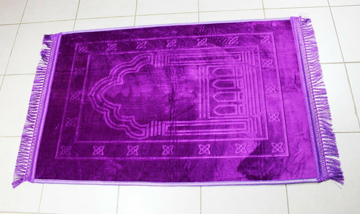 Janamaz Momin Bazaar High Quality Islamic Muslim Janamaz Musallah Prayer Mat Rug JUMBO VELVET OCEAN BLUE PURPLE