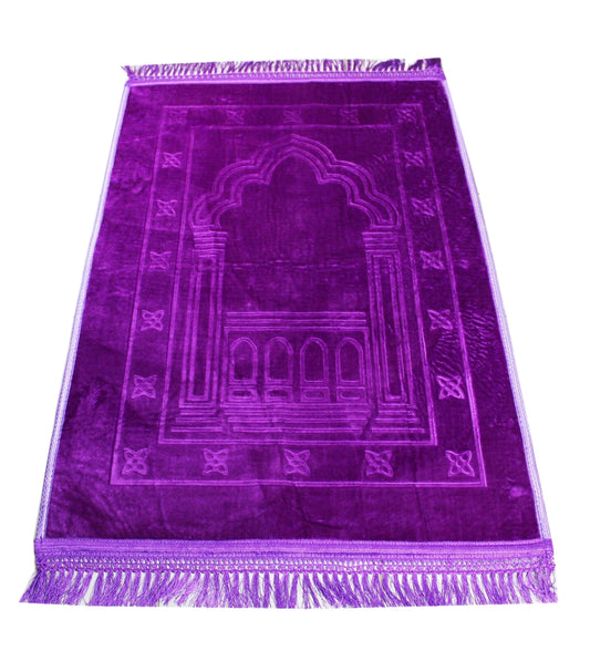 Janamaz Momin Bazaar High Quality Islamic Muslim Janamaz Musallah Prayer Mat Rug JUMBO VELVET OCEAN BLUE PURPLE