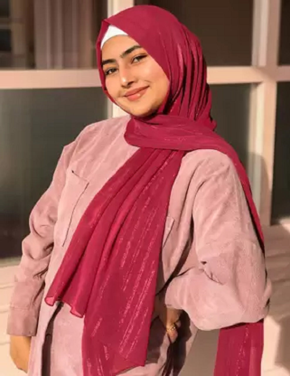 GEORGETTE SILVER JARI HIJAB , GLITTER HIJAB PARTY WEAR HIJAB