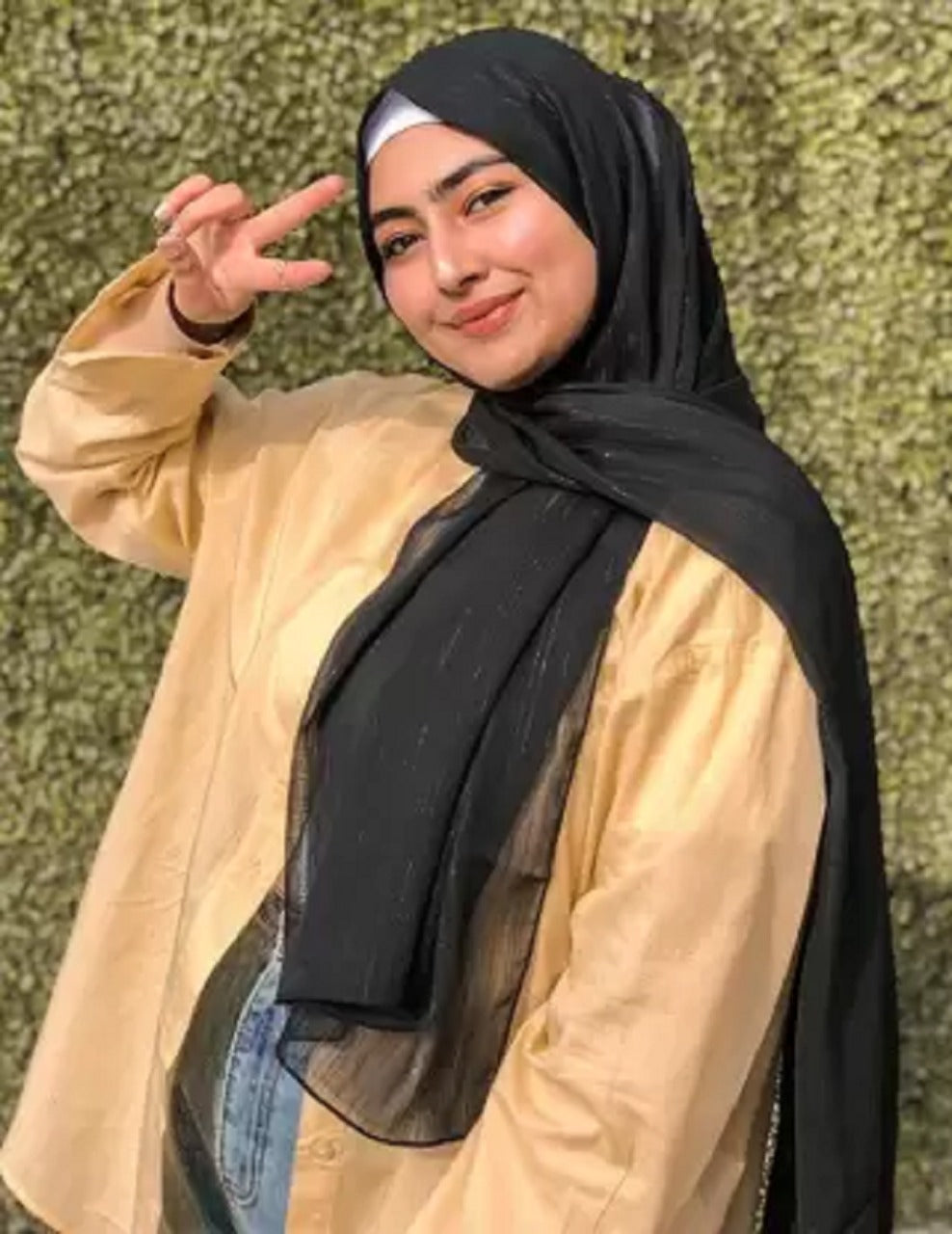 GEORGETTE SILVER JARI HIJAB , GLITTER HIJAB PARTY WEAR HIJAB