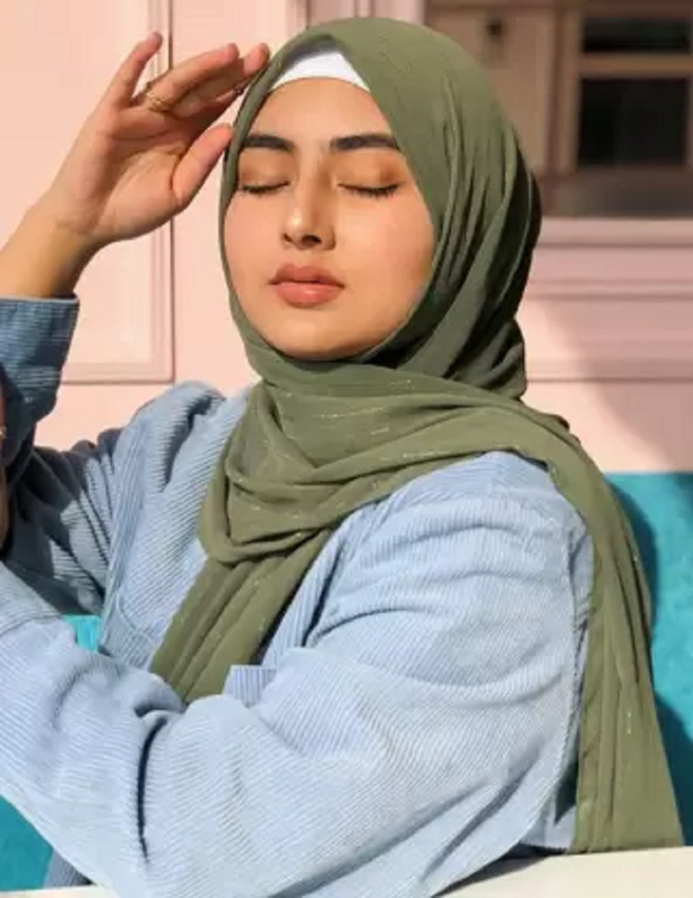 GEORGETTE SILVER JARI HIJAB , GLITTER HIJAB PARTY WEAR HIJAB