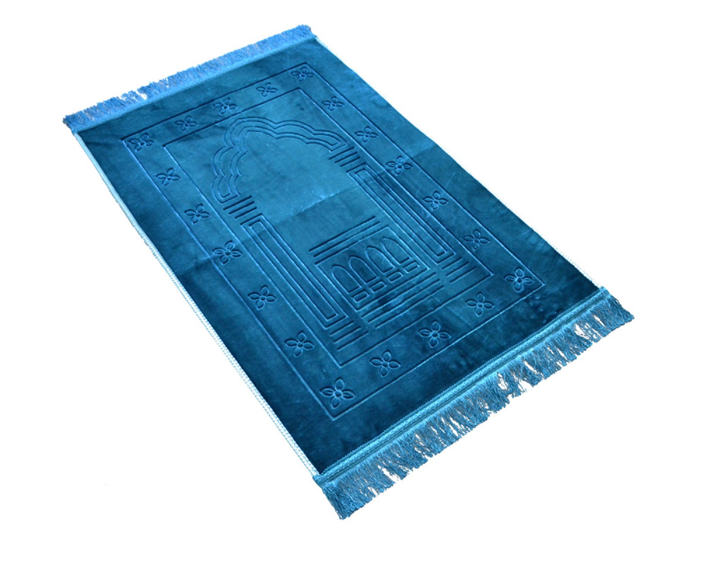 Janamaz Momin Bazaar High Quality Islamic Muslim Janamaz Musallah Prayer Mat Rug JUMBO VELVET OCEAN BLUE