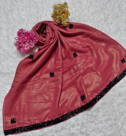 MOMIN BAZAAR SHIMMER GEORGETTE BLACK LACE HIJAB