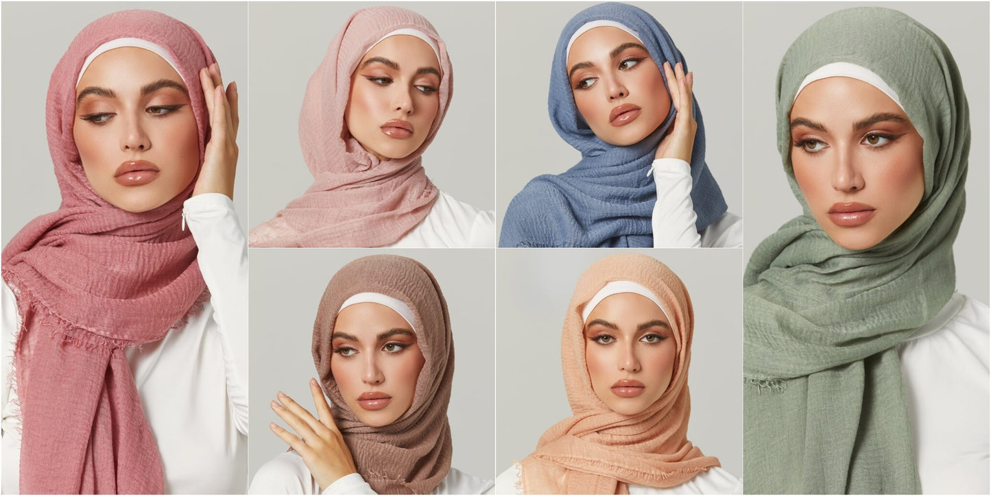 CRINKLE COTTON HIJAB FOR WOMEN 70 CM BY 180 CM