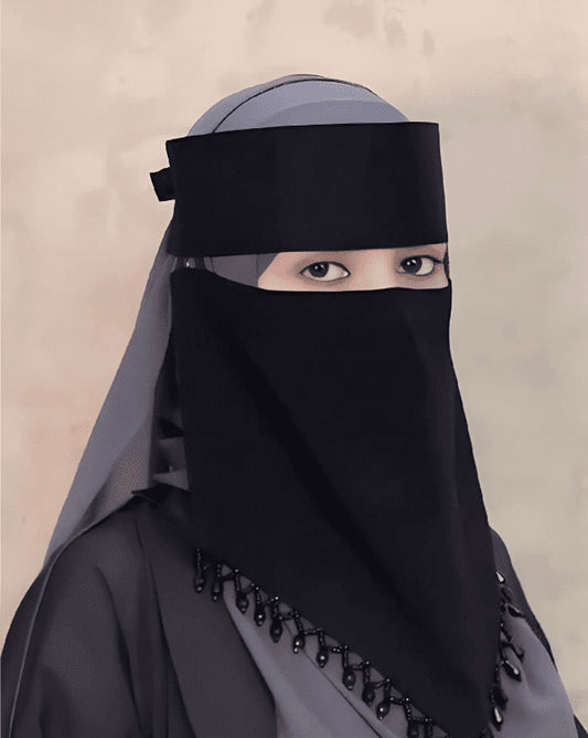 Premium Firdaus / Bab-e-Salam Fabric Nosepiece Niqab/NIQAAB – Elegant Islamic Face Covering for Women