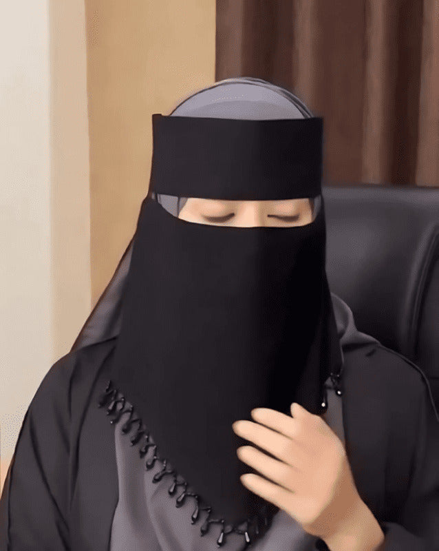 Premium Firdaus / Bab-e-Salam Fabric Nosepiece Niqab/NIQAAB – Elegant Islamic Face Covering for Women
