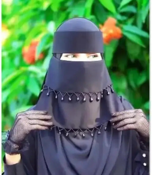 Premium Firdaus / Bab-e-Salam Fabric Nosepiece Niqab/NIQAAB – Elegant Islamic Face Covering for Women