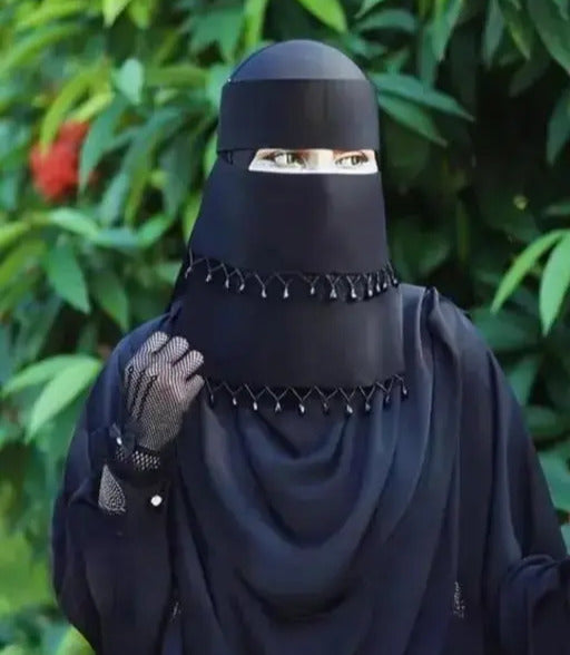 Premium Firdaus / Bab-e-Salam Fabric Nosepiece Niqab/NIQAAB – Elegant Islamic Face Covering for Women