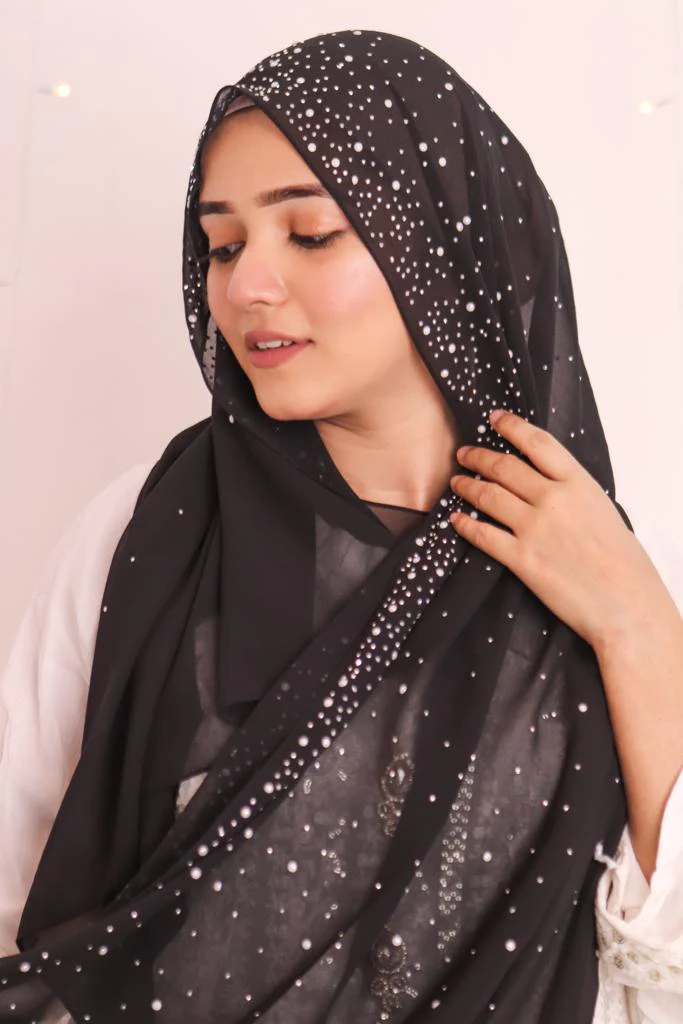 GEORGETTE RHINESTONE HIJAB FOR WOMEN 180 CM BY 80 CM