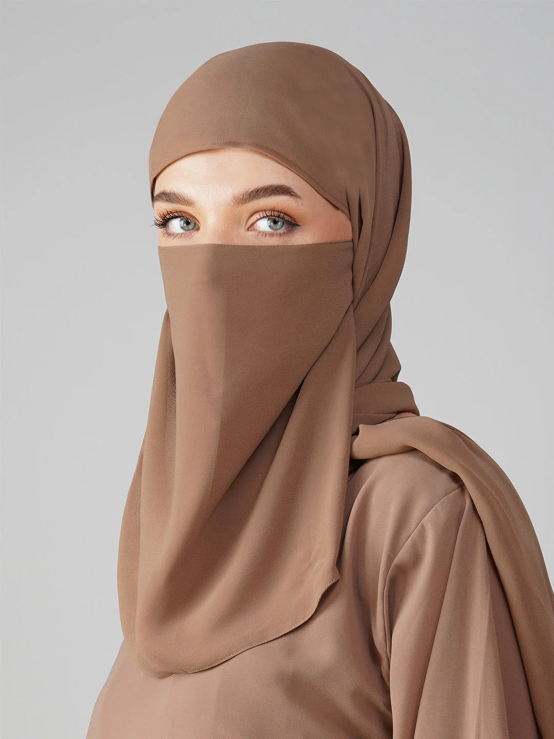 Premium Nosepiece Niqab with  Georgette Hijab Set – Elegant Islamic Modest Wear Combo
