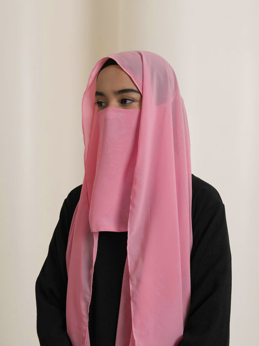 Premium Nosepiece Niqab with  Georgette Hijab Set – Elegant Islamic Modest Wear Combo