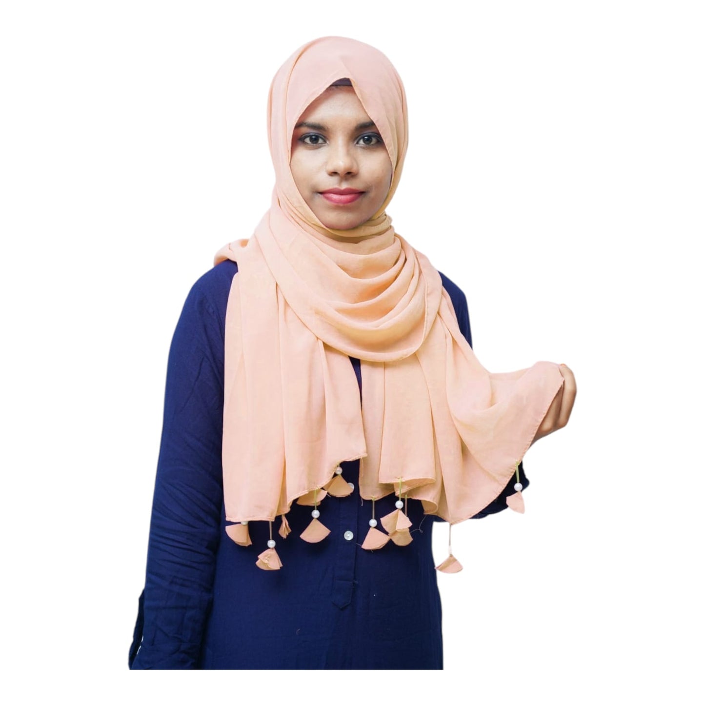 PREMIUM MALAYSIAN GEORGETTE HEART PEARL LATKAN HIJAB FOR WOMEN 180 CM BY 80 CM