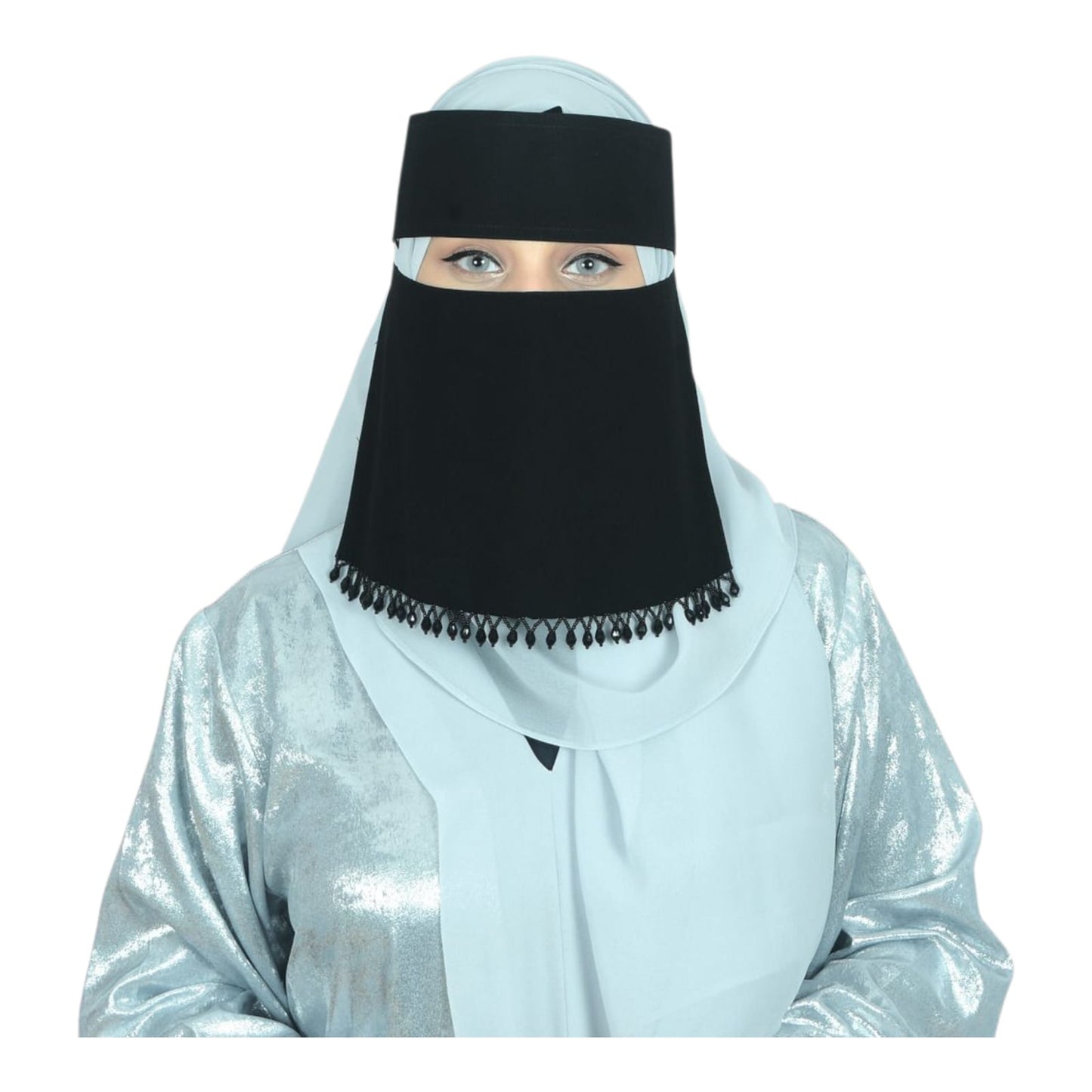 Premium Firdaus / Bab-e-Salam Fabric Nosepiece Niqab/NIQAAB – Elegant Islamic Face Covering for Women