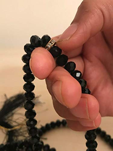 BLACK CRYSTAL SHINE TASBEEH/TASBIH/MISBAHA/DIKR TASBIH CRYSTAL TASBEEH