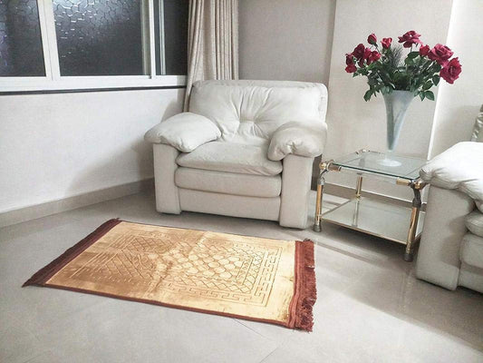 Janamaz Momin Bazaar High Quality Islamic Muslim Janamaz Musallah Prayer Mat Rug JUMBO VELVET GOLD