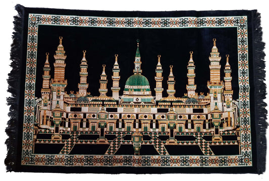 Turkish Islamic Tapestry Wall Decor Carpet - Wall Hanging Medina Design (Black) Size -5.3 feet by 3.3 feet (Copy)