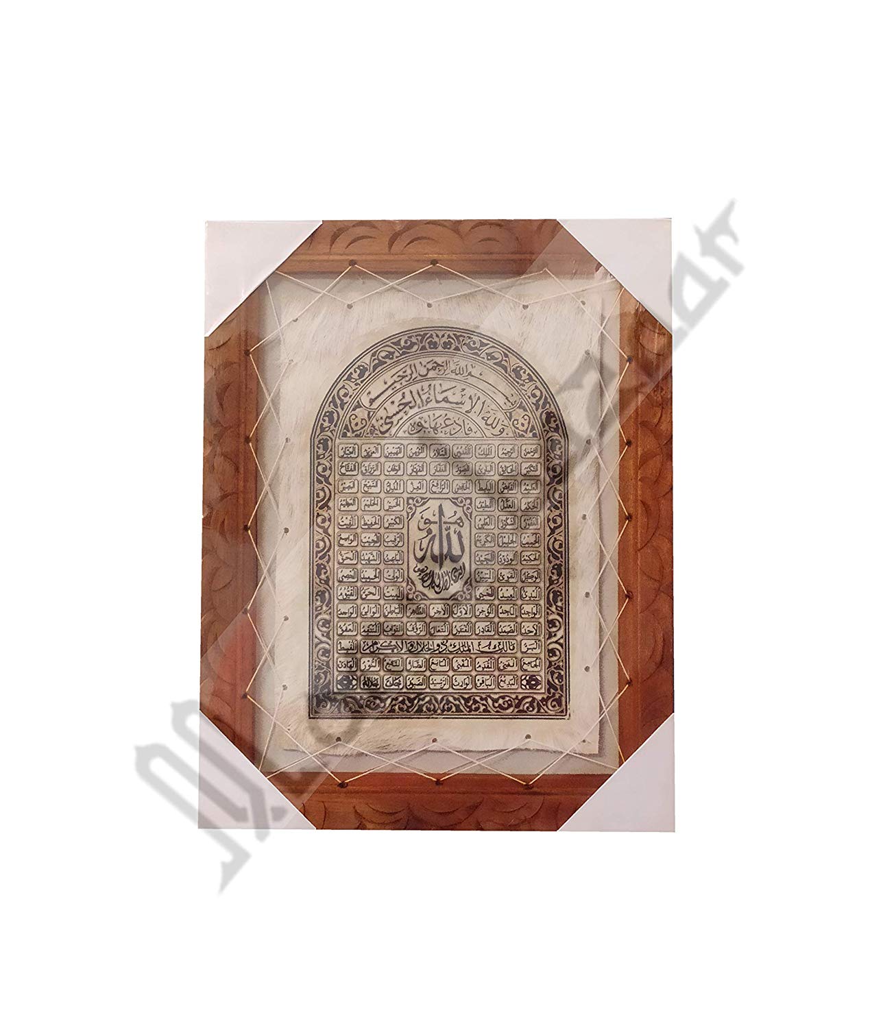 Goat Skin Calligraphy Frame Islamic 99 Names of Allah (Subhanahu Wa Ta'ala) Islamic Wall Frame Islamic Decor Item 17.5 INCH * 13.5 INCH