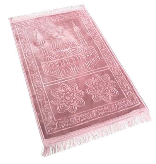 Janamaz Momin Bazaar High Quality Islamic Muslim Janamaz Musallah Prayer Mat Rug JUMBO VELVET PINK